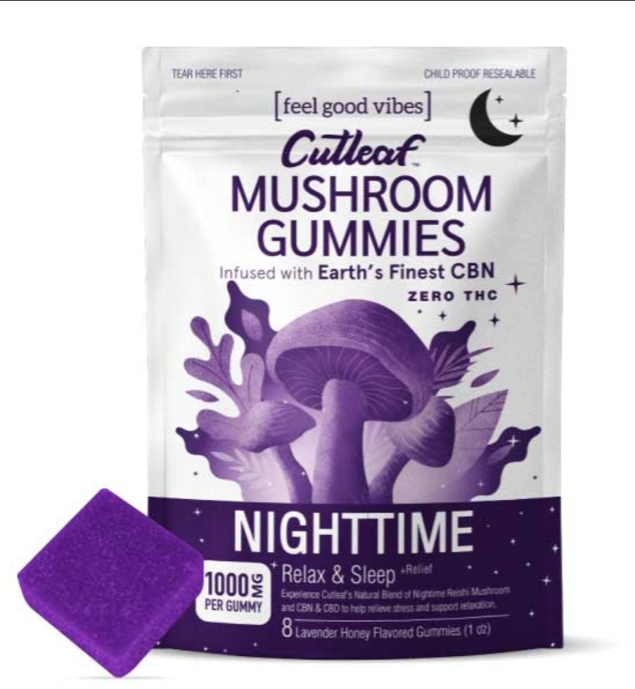 Cutleaf- Night Time - Mushroom Gummies- Zero THC - Marilyn's Marketplace