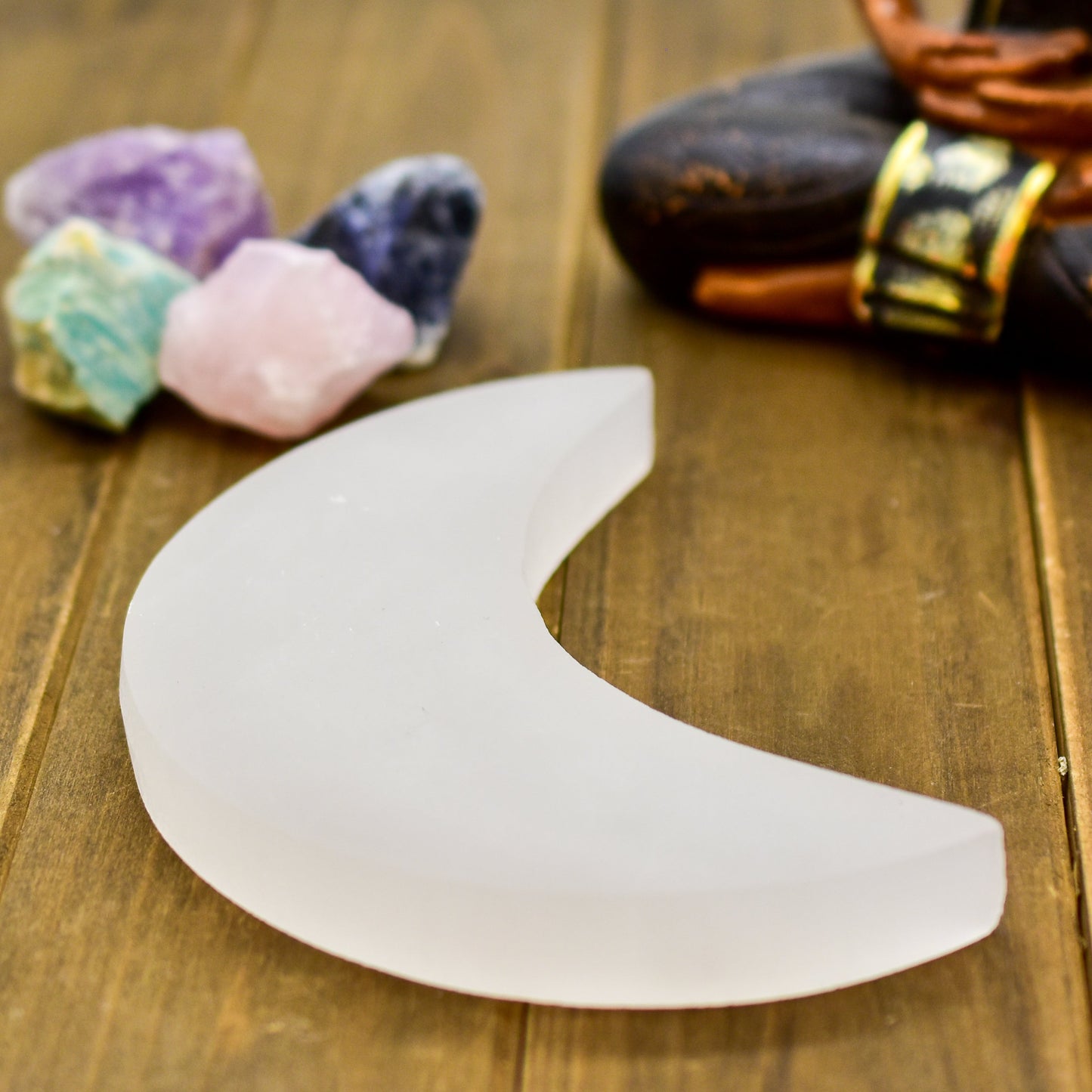 Crescent Moon Selenite Charging Plate - Marilyn's Marketplace
