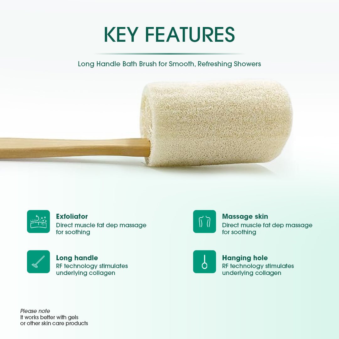 Natural Loofah Bath Brush w/Long Handle. - Marilyn's Marketplace