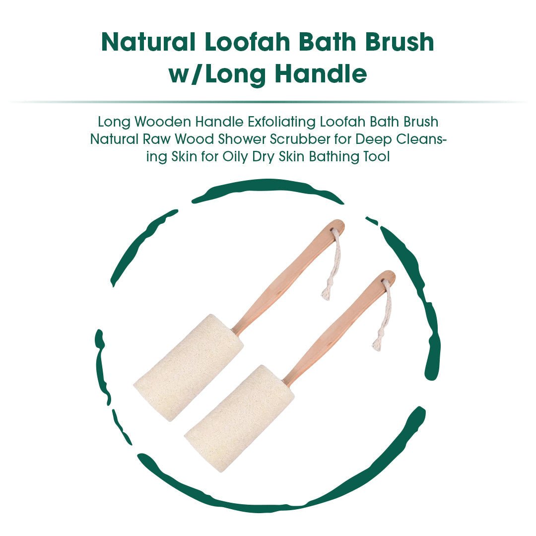 Natural Loofah Bath Brush w/Long Handle. - Marilyn's Marketplace