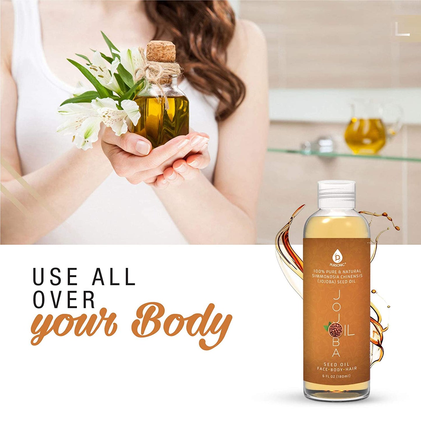 Pure & Natural Golden Jojoba Oil 6 Oz - 100% - Marilyn's Marketplace