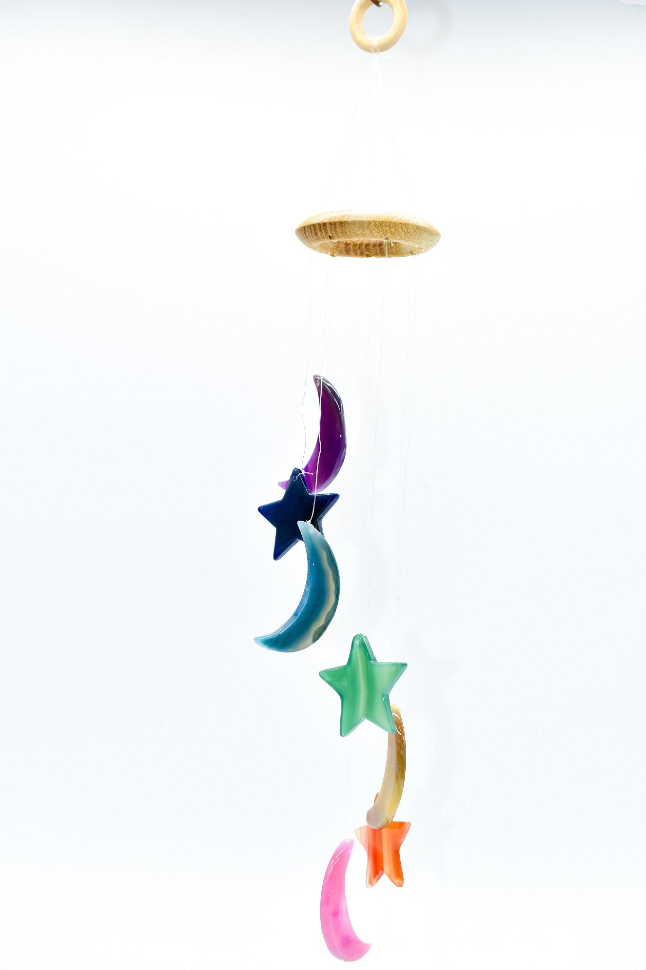 7 Chakras Moons & Stars Agate Wind Chime - Marilyn's Marketplace