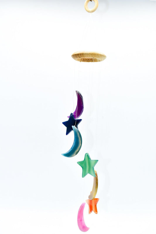 7 Chakras Moons & Stars Agate Wind Chime - Marilyn's Marketplace