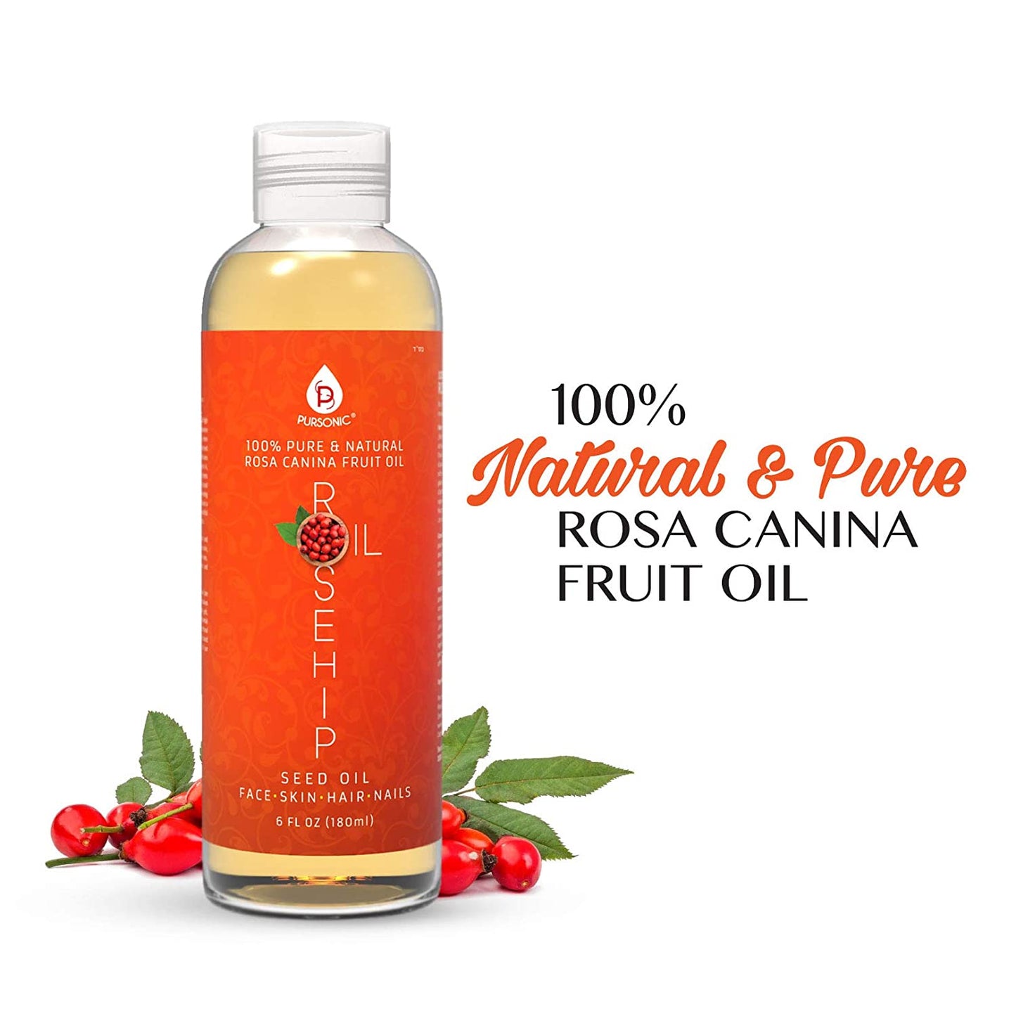 Pure & Natural Cold Pressed Premium Rosehip Seed Oil 6 Oz  -100%