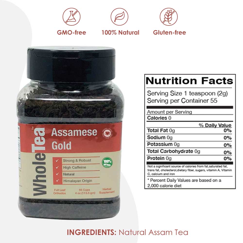 WHOLETEA Natural Assam Breakfast Black Full Leaf Tea