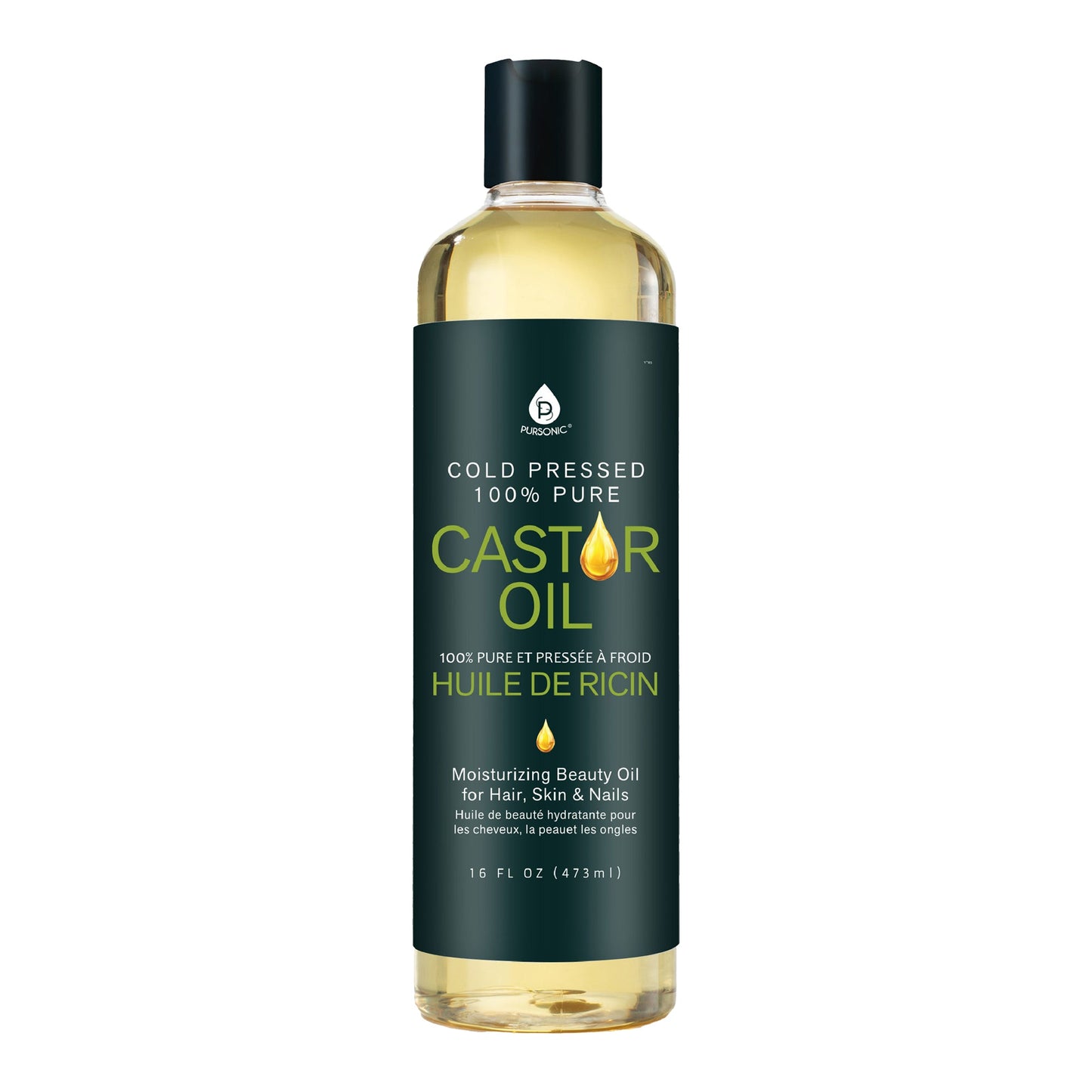 Pure Cold Pressed Castor Oil 16 Oz -100%