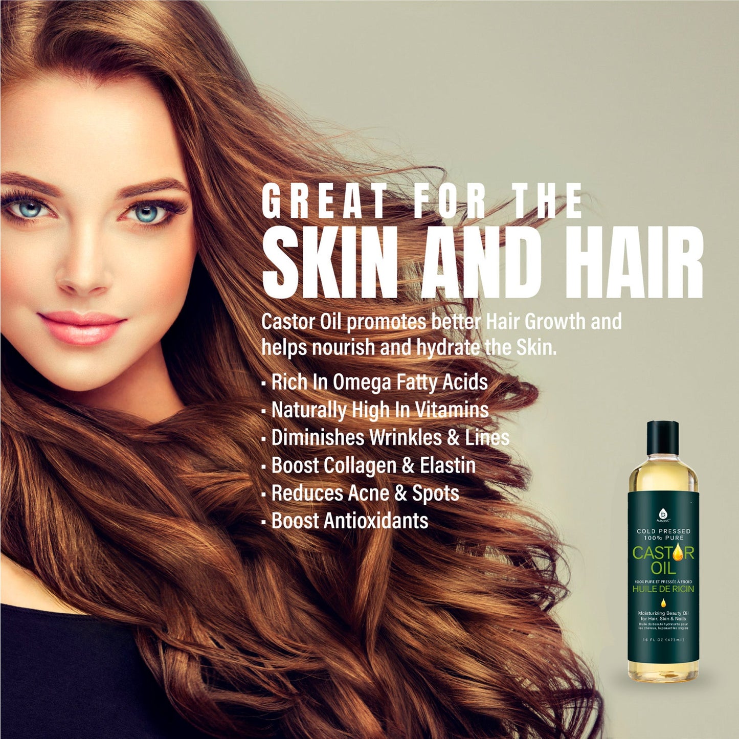 Pure Cold Pressed Castor Oil 16 Oz -100%