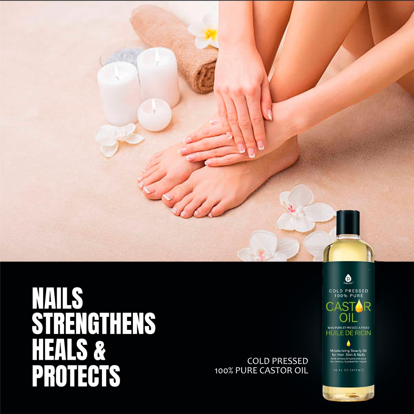 Pure Cold Pressed Castor Oil 16 Oz -100%