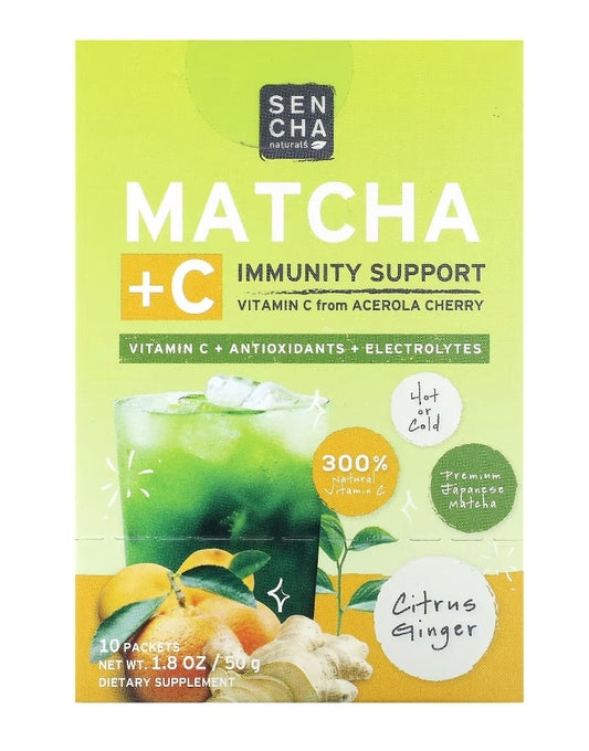 Matcha +Vitamin C - Citrus Ginger - 10ct Packet Box - Marilyn's Marketplace