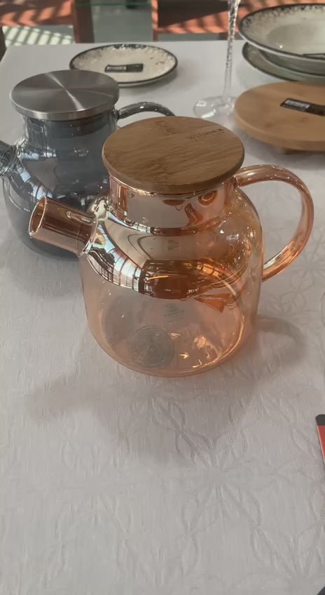 Amber Thermo Glass Teapot 32 Fl Oz | 1200 ml | High temperature and shock resistant - Marilyn's Marketplace