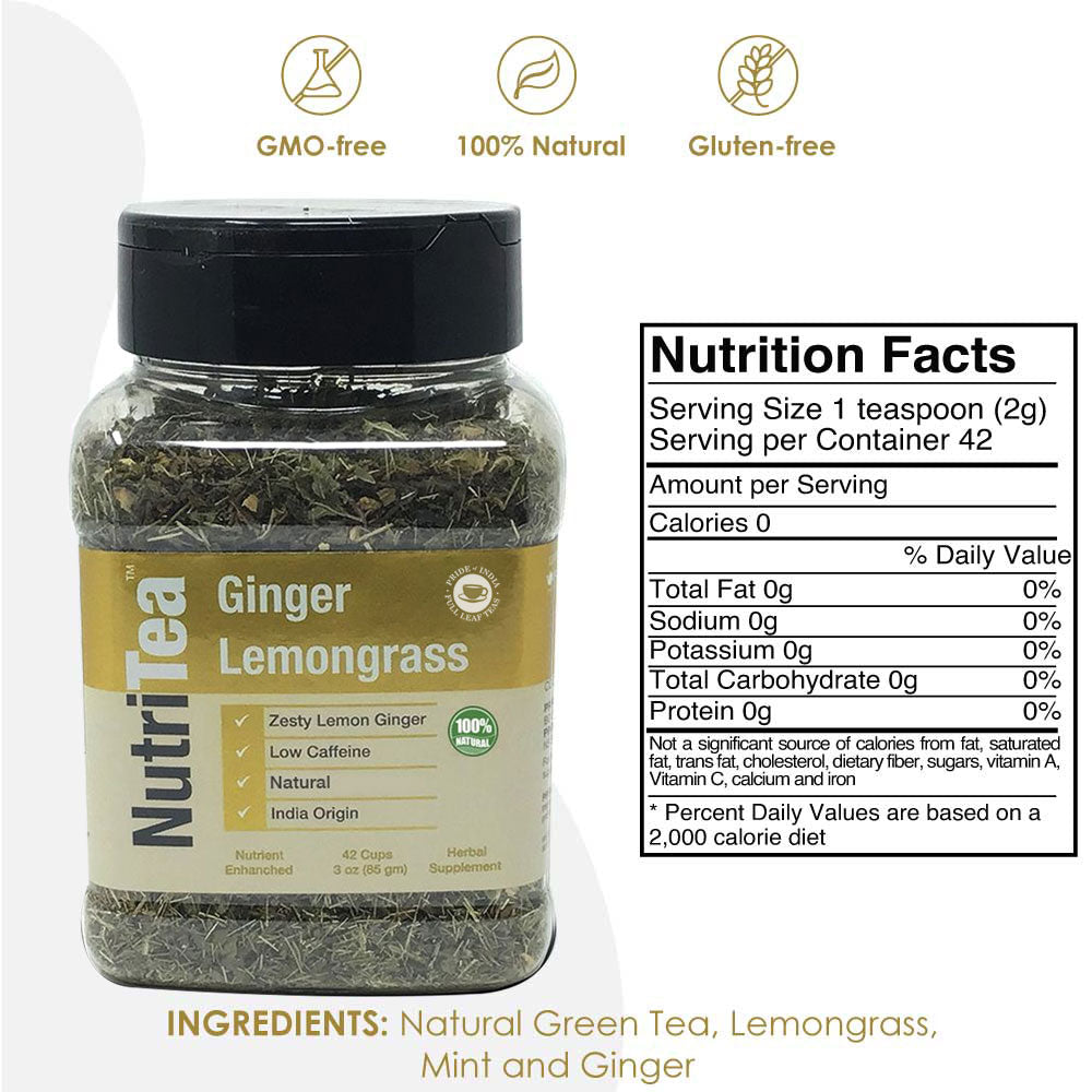 NUTRITEA Natural Lemongrass Full Leaf Tea (Caffeine Free)
