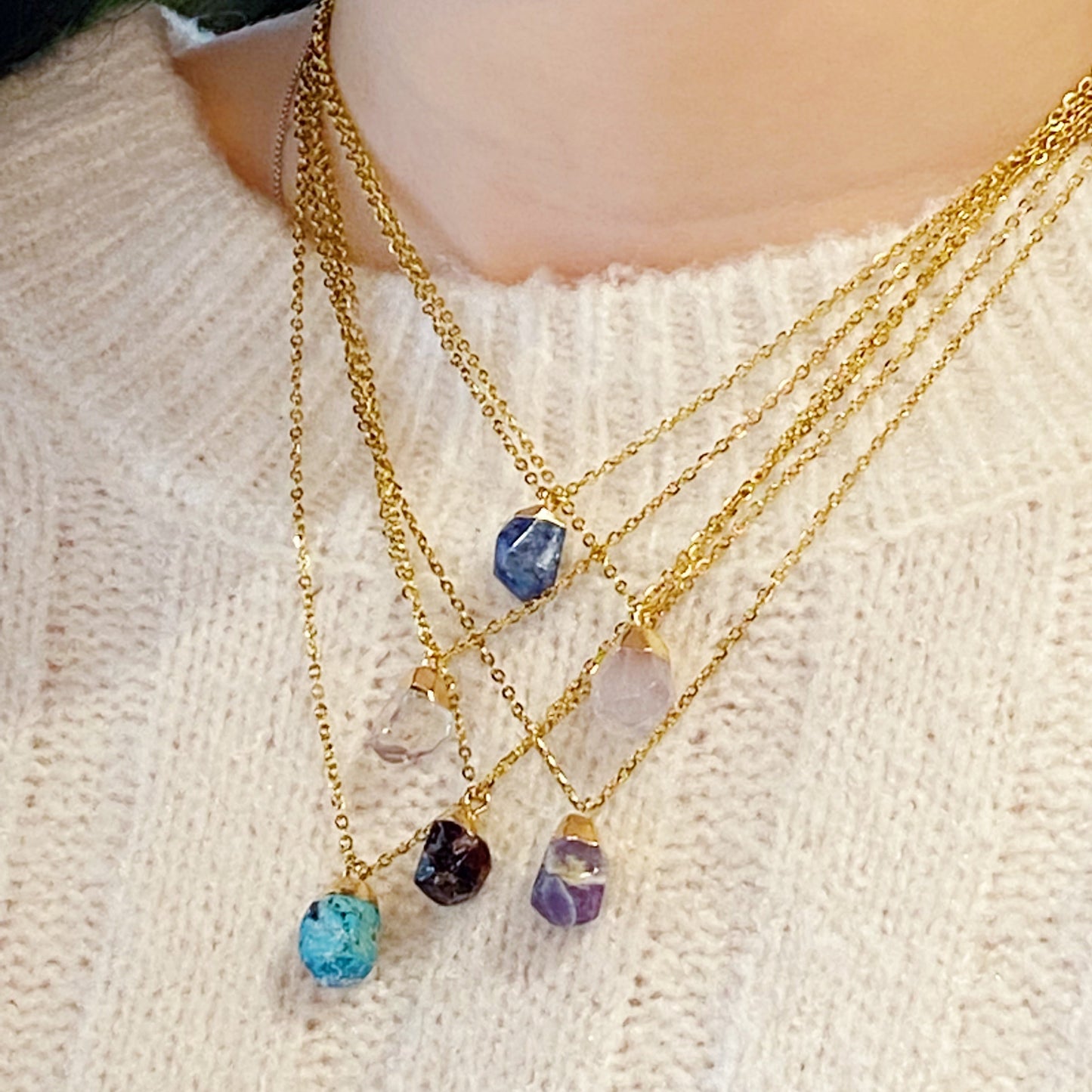 Meditation Semi - Precious Stone Pendant Necklace - Marilyn's Marketplace