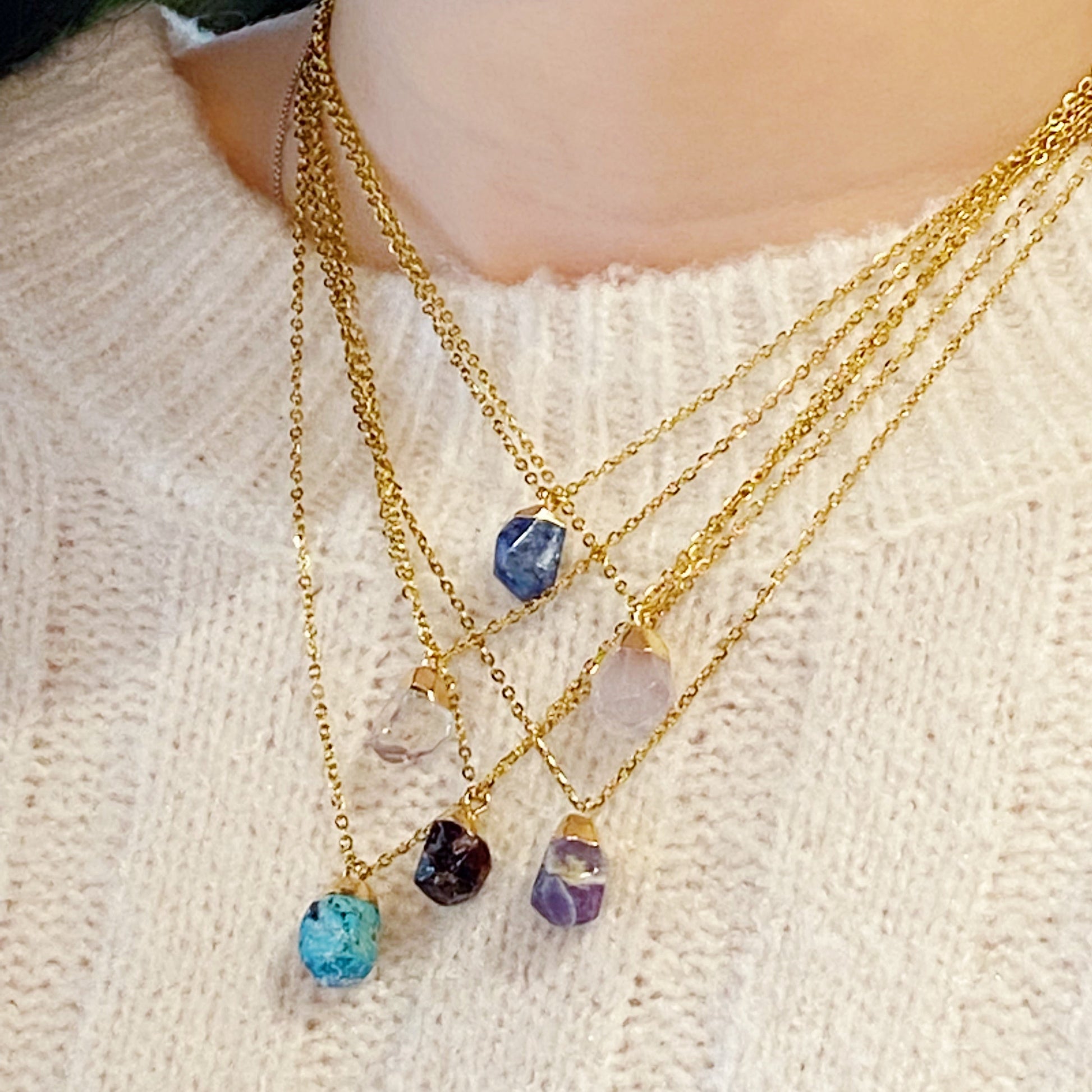 Meditation Semi - Precious Stone Pendant Necklace - Marilyn's Marketplace