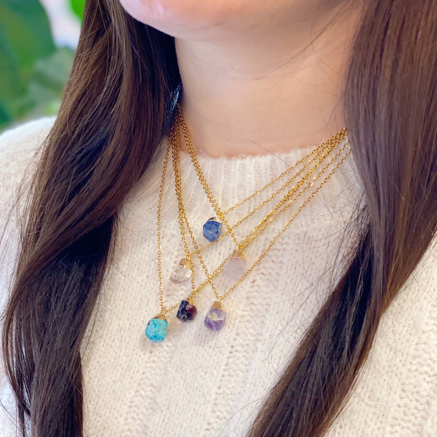 Meditation Semi - Precious Stone Pendant Necklace - Marilyn's Marketplace