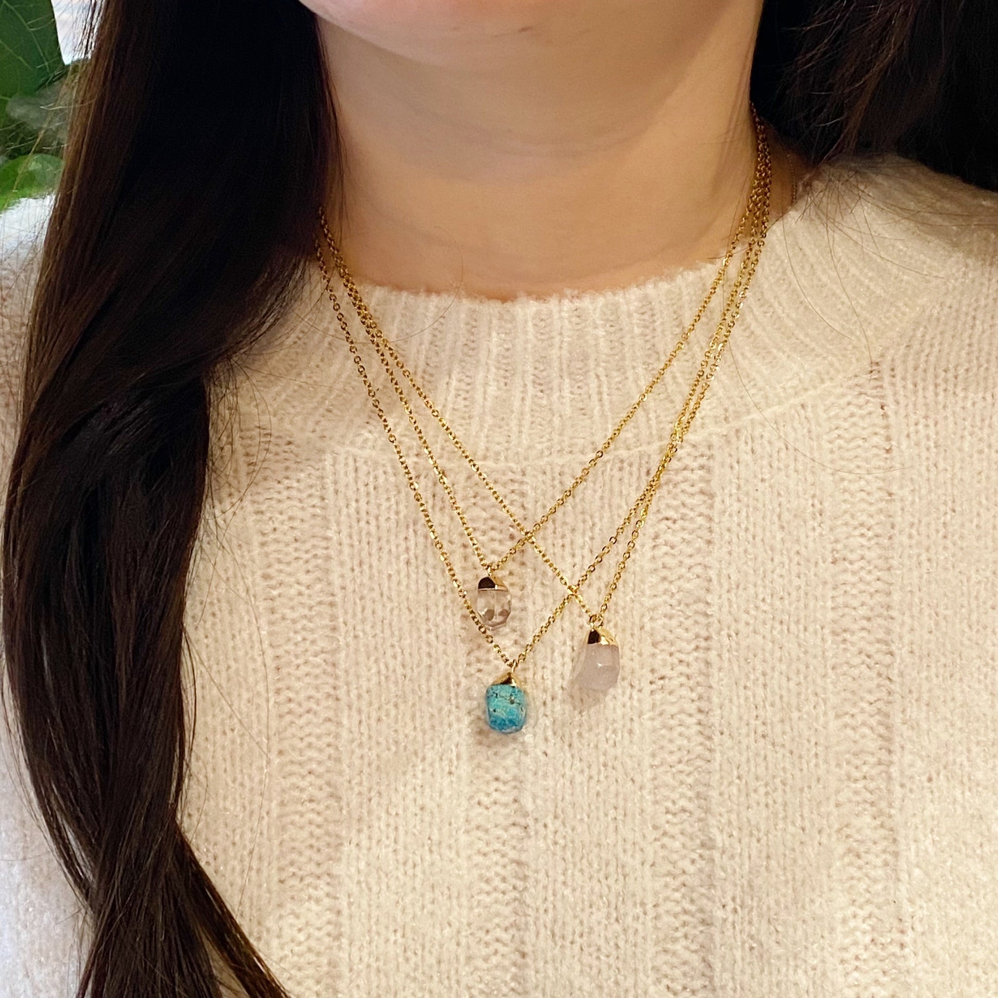 Meditation Semi - Precious Stone Pendant Necklace - Marilyn's Marketplace