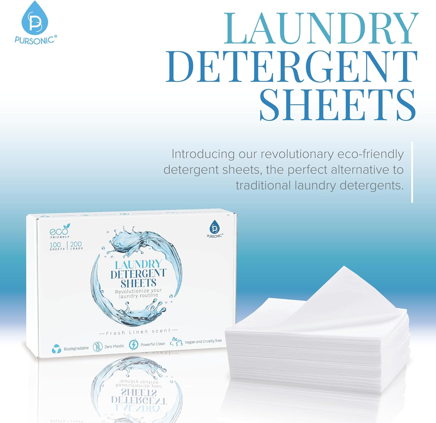 Natural Laundry Detergent Sheets ,Eco Friendly– Fresh Linen Scent - Marilyn's Marketplace