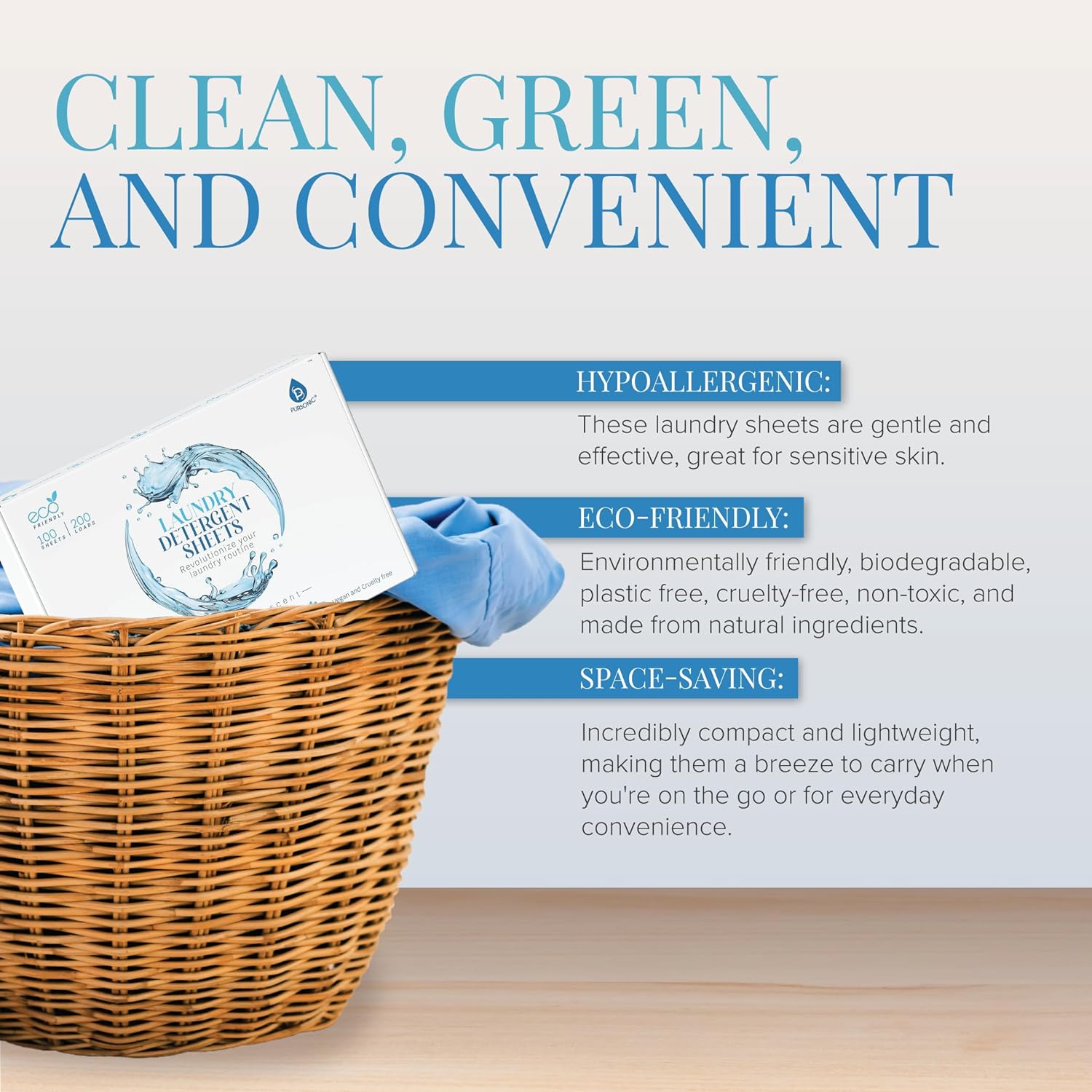 Natural Laundry Detergent Sheets ,Eco Friendly– Fresh Linen Scent - Marilyn's Marketplace