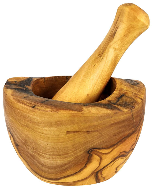 Olive Wood Rustic Mortar and Pestle - Marilyn's Marketplace