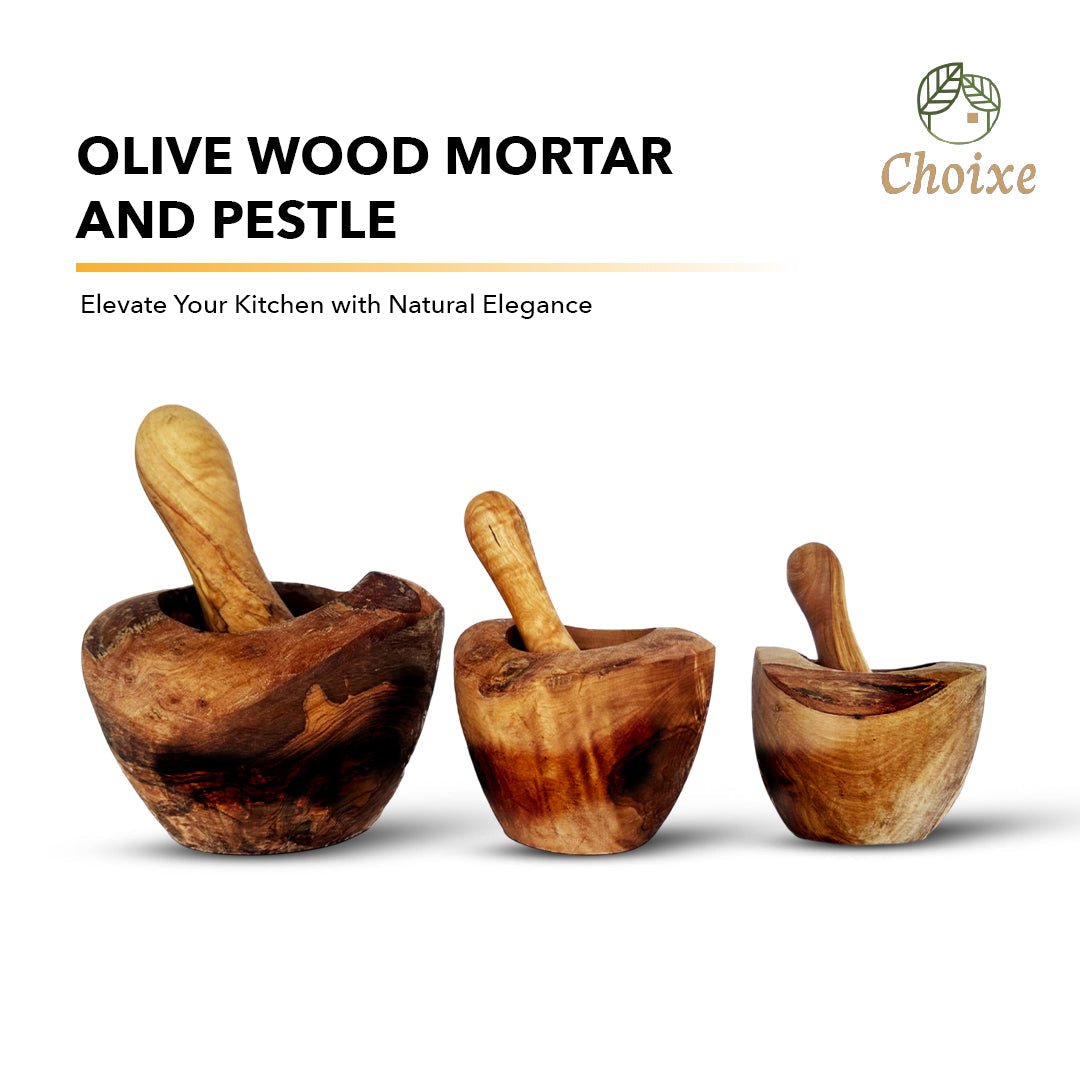 Olive Wood Rustic Mortar and Pestle - Marilyn's Marketplace