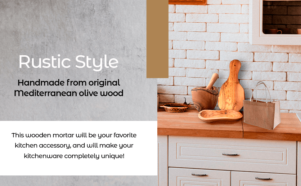 Olive Wood Rustic Mortar and Pestle - Marilyn's Marketplace
