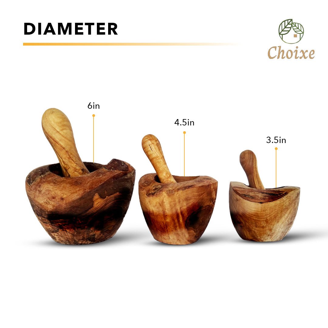 Olive Wood Rustic Mortar and Pestle - Marilyn's Marketplace