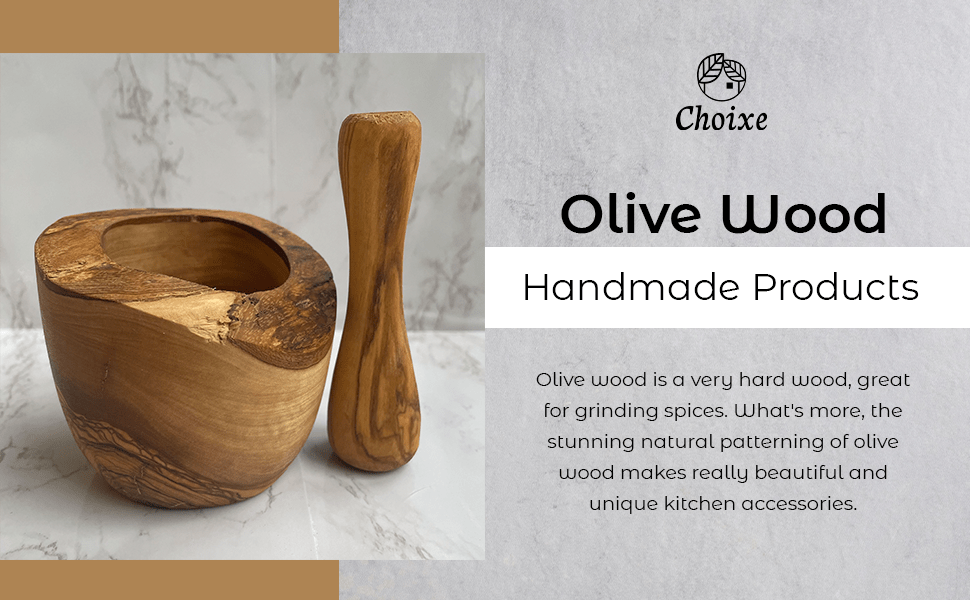 Olive Wood Rustic Mortar and Pestle - Marilyn's Marketplace