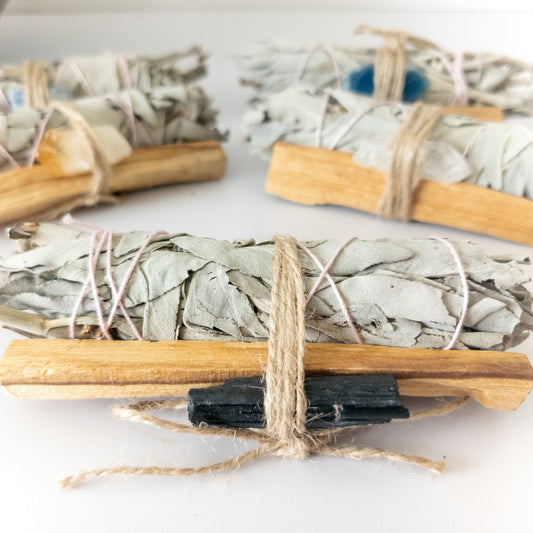 Palo Santo, Sage & Crystal Smudging Bundle - Marilyn's Marketplace