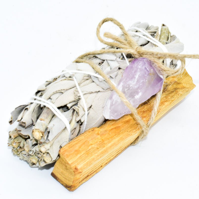 Palo Santo, Sage & Crystal Smudging Bundle - Marilyn's Marketplace