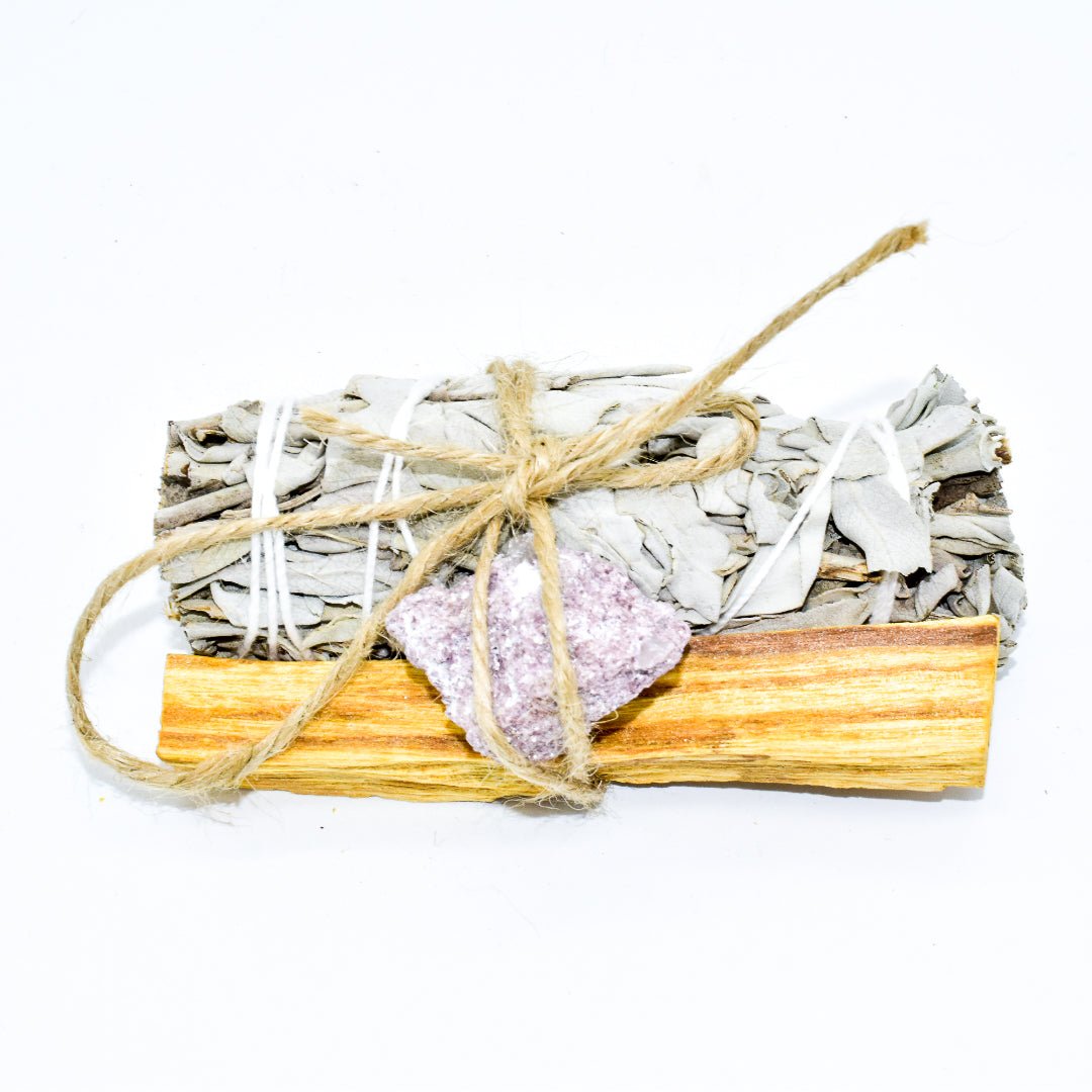 Palo Santo, Sage & Crystal Smudging Bundle - Marilyn's Marketplace