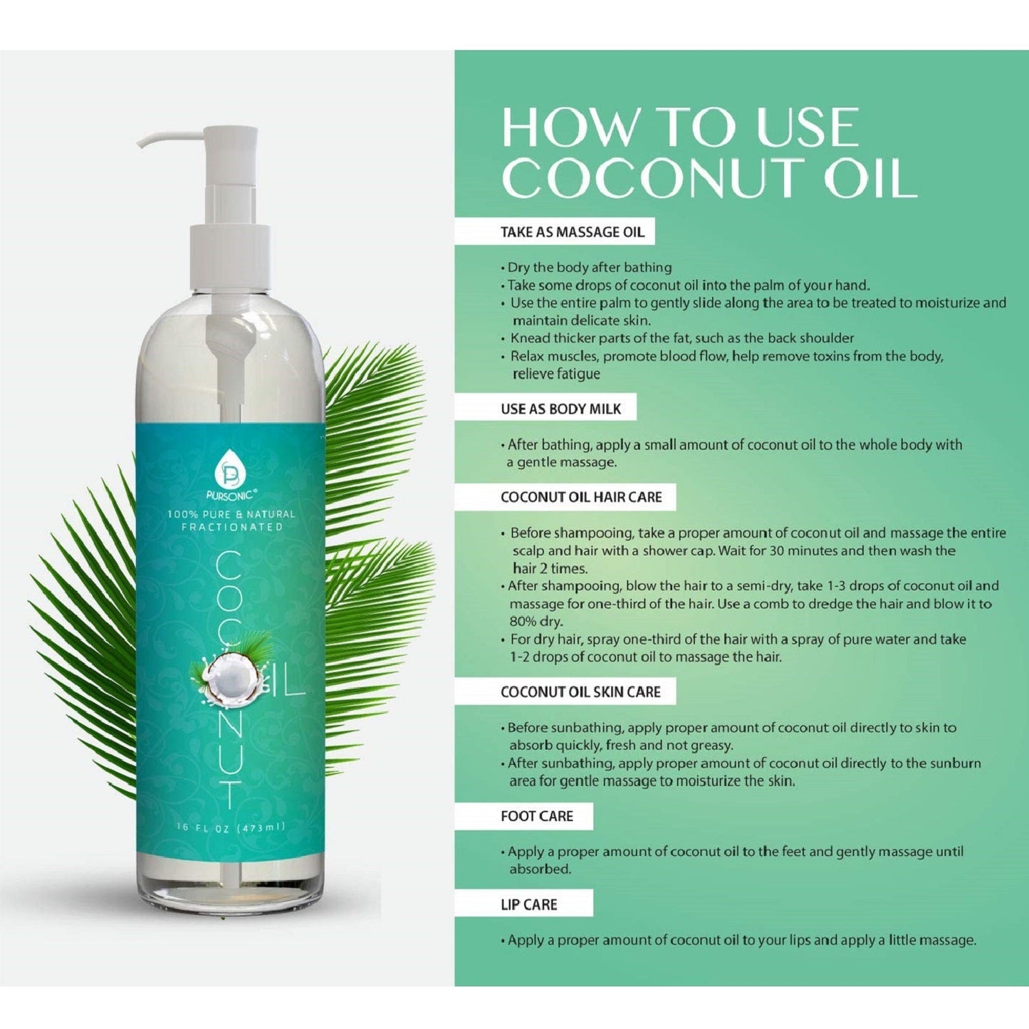 Pure & Natural Fractionated Coconut Oil - 100% - Marilyn's Marketplace