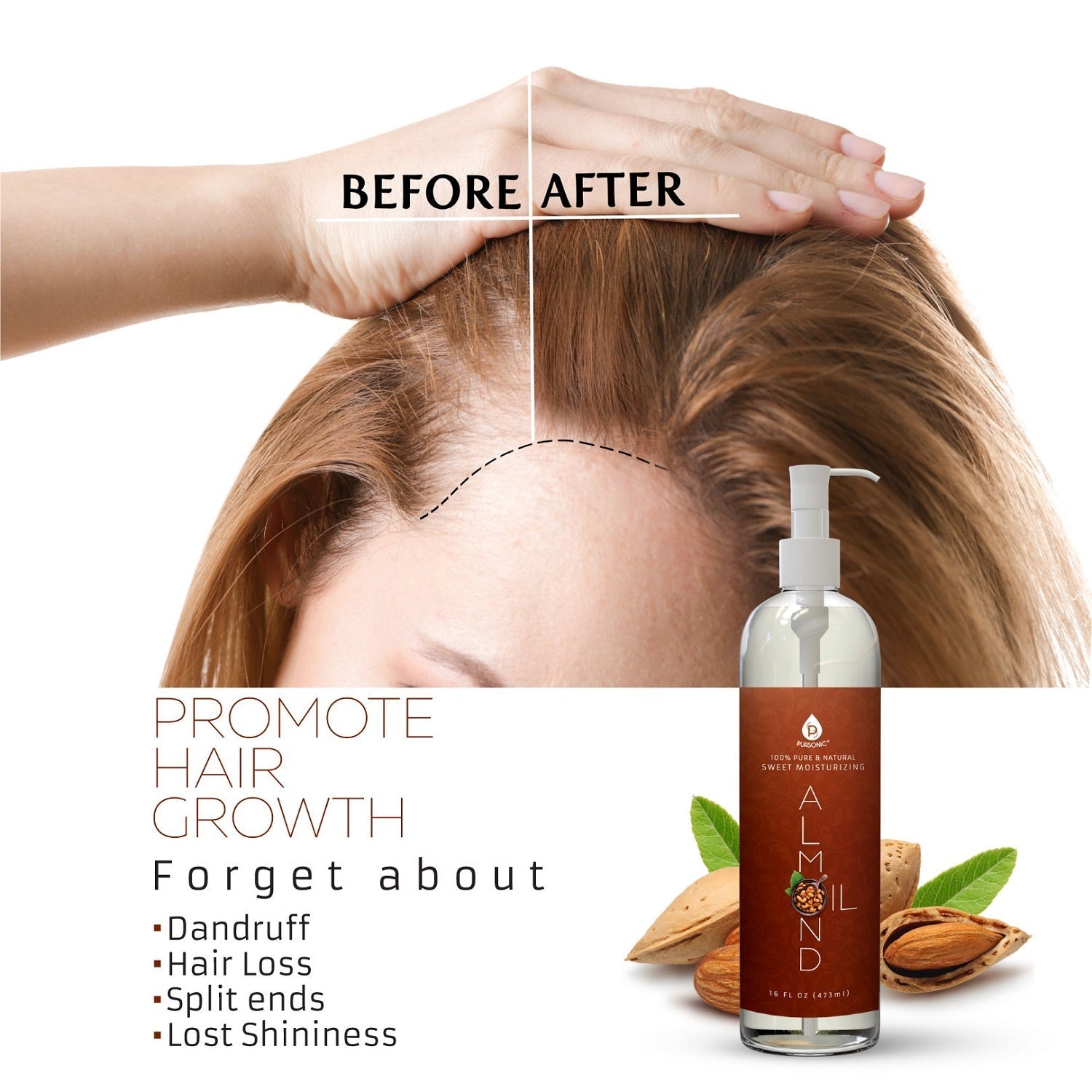 Pure & Natural Sweet Almond oil 16 Oz. - 100% - Marilyn's Marketplace